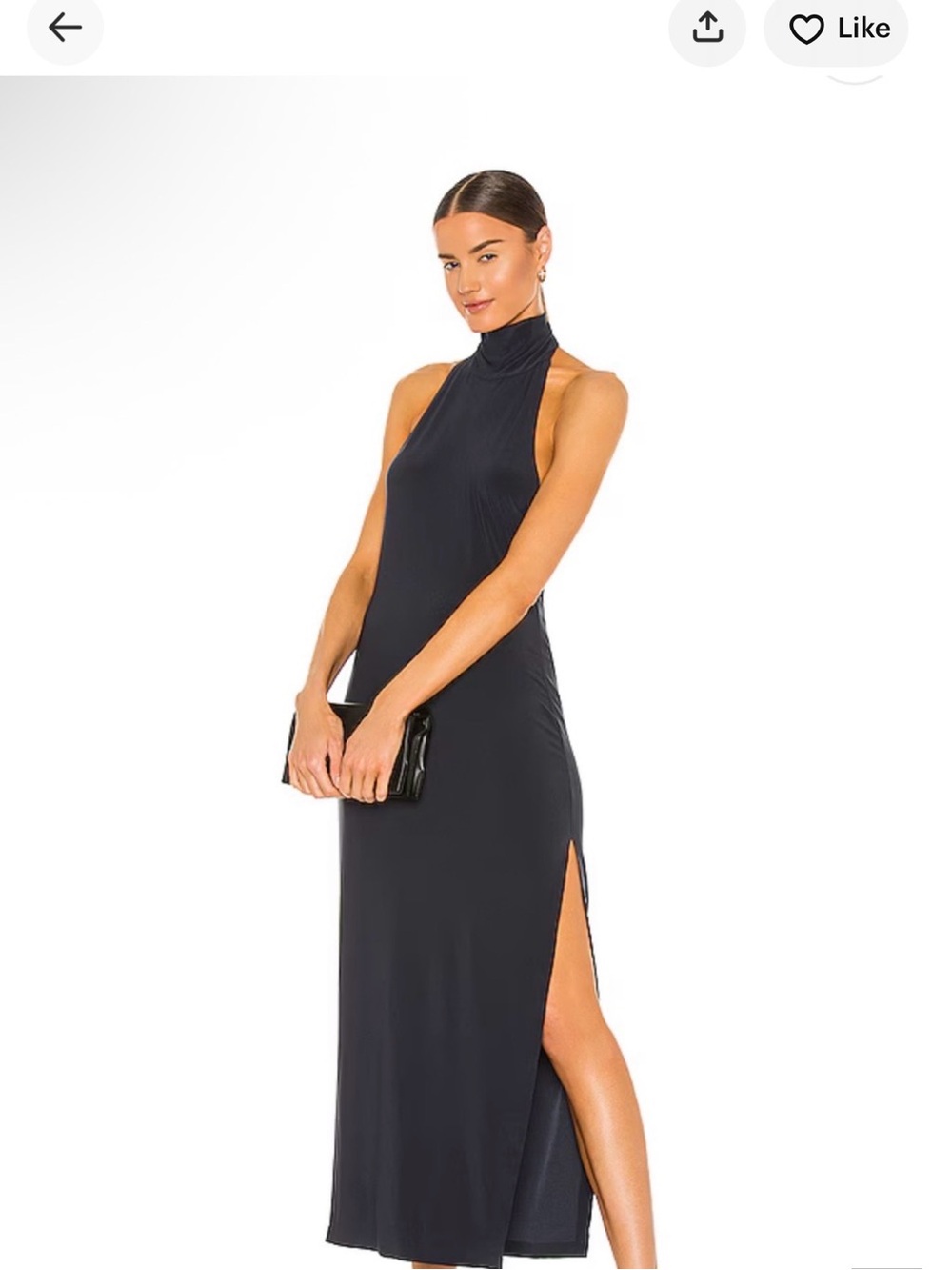 Norma Kamali Black Halter  Dress with Side Slit